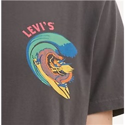 Model is 6' 2" with a 27" waist. They're wearing a size medium. GRAPHIC CREWNECK TEE SHIRT