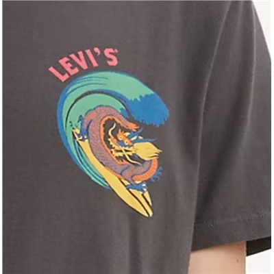 Model is 6' 2" with a 27" waist. They're wearing a size medium. GRAPHIC CREWNECK TEE SHIRT