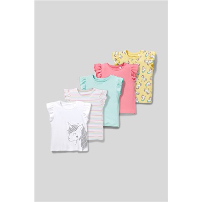 Kurzarmshirt - Bio-Baumwolle - 5er Pack - Glanz-Effekt