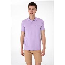 Erkek Regular Fit Polo Yaka Lila Basic Tişört