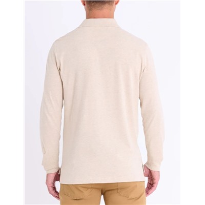 LONG SLEEVE PEACHED JERSEY POLO SHIRT