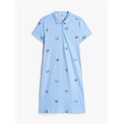 Allover Crest Stretch Polo Dress