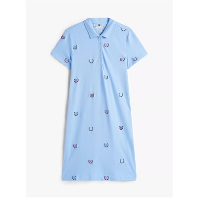 Allover Crest Stretch Polo Dress