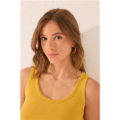 Camiseta tirantes canalé lurex dorado
