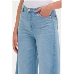 Kadın Açık Mavi Flare Cropped Fit Jean Pantolon
