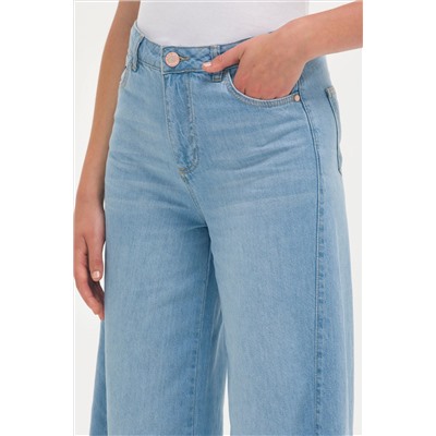 Kadın Açık Mavi Flare Cropped Fit Jean Pantolon