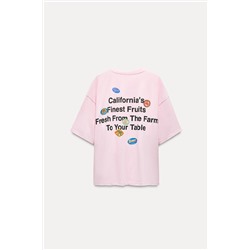 STICKERS PRINT T-SHIRT WITH SLOGAN