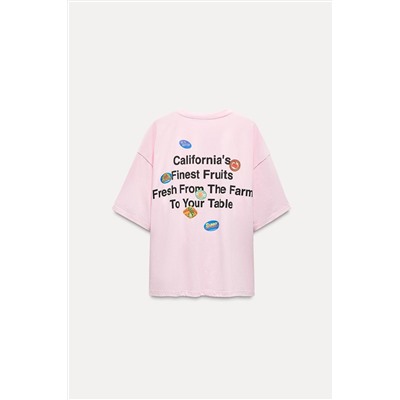 STICKERS PRINT T-SHIRT WITH SLOGAN