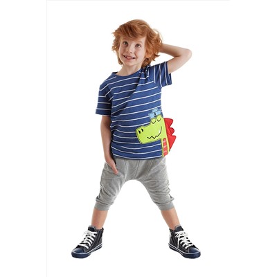 Denokids Denizci Dino Erkek Çocuk Tshirt&Kapri Takım CFF-21Y1-087
