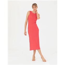Fuşya Slim Fit Örme Elbise