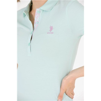 Kadın Su Yeşili Basic Polo Yaka Tişört