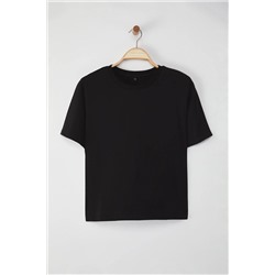 Trendyol Curve Siyah Regular Fit Crop Büyük Beden T-shirt TBBSS25BF00061