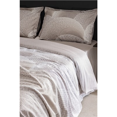 Rochelle King Size %100 Pamuk Baskılı Saten Nevresim Takımı - Bej