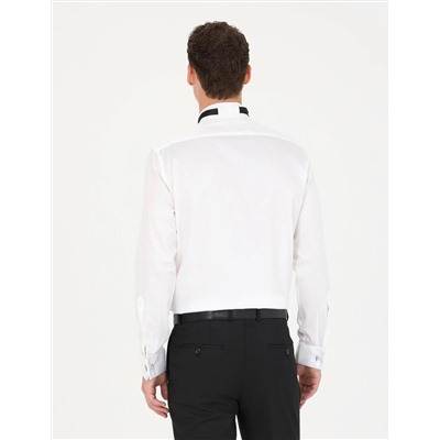 Beyaz Slim Fit Smokin Gömlek