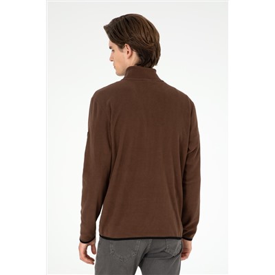 Erkek Kahverengi Basic Sweatshirt