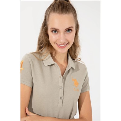 Kadın Haki Basic Polo Yaka Tişört
