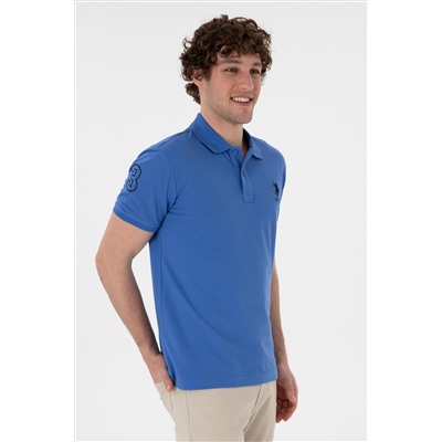 Erkek Slim Fit Polo Yaka İndigo Basic Tişört