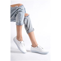 Deripabuc Hakiki Deri Beyaz Kadın Deri Casual Ayakkabı Dp62-8001 DP62-8001