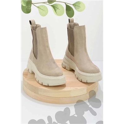Bambi Bej Süet Kadın Bot & Bootie K02924010102