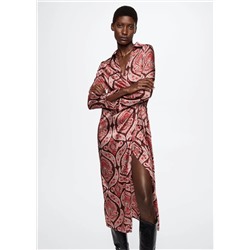Vestido camisero satinado -  Mujer | MANGO OUTLET España