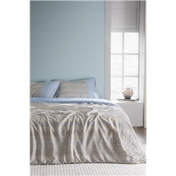 Burnel Çift Kişilik %100 Pamuk Madame Coco Crep Baskılı Nevresim Takımı - Mavi/Bej