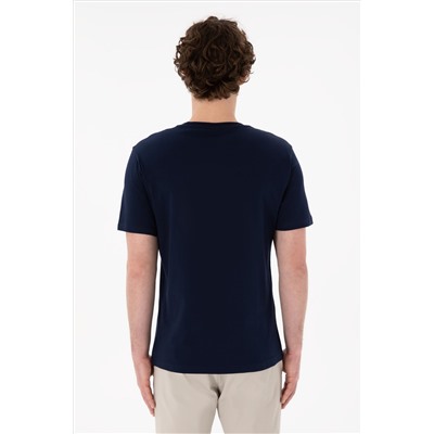 Erkek Regular Fit Bisiklet Yaka Lacivert Basic Tişört