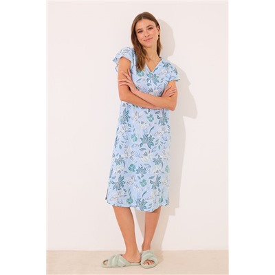 Camisón midi 100% algodón estampado flores