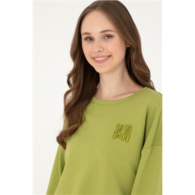 Kadın Fıstık Yeşili Basic Bisiklet Yaka Sweatshirt