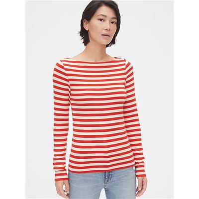 Modern Long Sleeve Boatneck T-Shirt