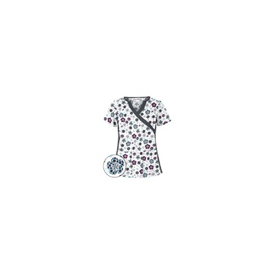 UA Wild Garden White Mock Wrap Scrub Top