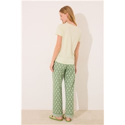 Pijama manga corta algodón estampado verde