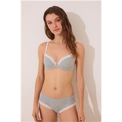 Braga boxer algodón canalé encaje gris