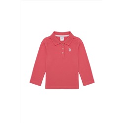 Kız Çocuk Nar Çiçeği Basic Polo Yaka Sweatshirt