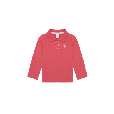 Kız Çocuk Nar Çiçeği Basic Polo Yaka Sweatshirt