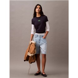 Flocked Logo Graphic Slim T-Shirt