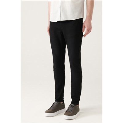 Siyah Eskitme Yıkamalı Esnek Ekstra Slim Fit Dar Kesim Jean Pantolon