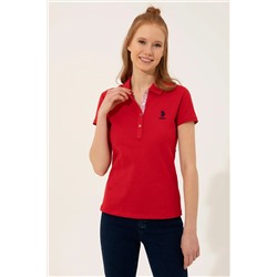 Kadın Kırmızı Basic Polo Yaka Tişört