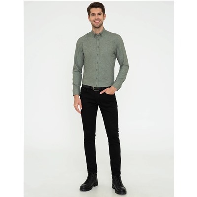 Yeşil Slim Fit Uzun Kollu Gömlek