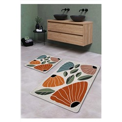 Pilloveland Kaymaz Taban Yıkanabilir 2’li Banyo Paspası - Garden Desenli 60*100 Cm - 50*60 Cm BM0185