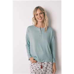 Camiseta manga larga punto ante azul