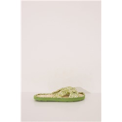 Zapatillas casa pala nudo rafia verde