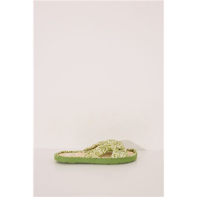 Zapatillas casa pala nudo rafia verde