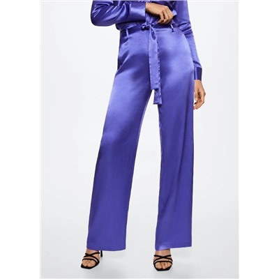 Pantalón satinado lazo -  Mujer | MANGO OUTLET Melilla