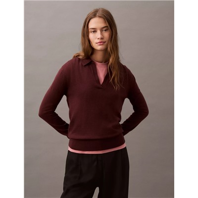 Extra Fine Merino Blend Polo Sweater