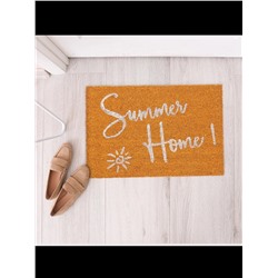 Kokos-Fußmatte "Summer Home" in Orange/ Weiß - (B)60 x (T)40 cm