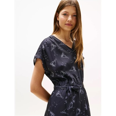 Nautical Print Midi Dress