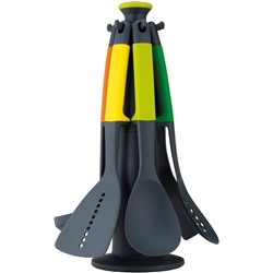 Joseph Joseph Elevate Carousel Nylon Kitchen Utensil Set with Rotating Storage Stand, 6-Piece, Rainbow