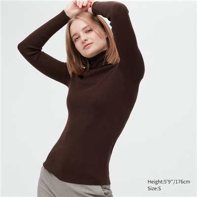 Extra Fine Merino Ribbed Turtleneck Long-Sleeve Sweater