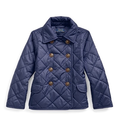 GIRLS 2-6X Quilted Double-Breasted Jacket