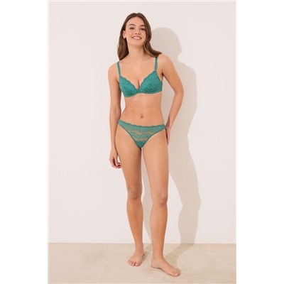 CHARMING Sujetador triangular encaje relleno verde